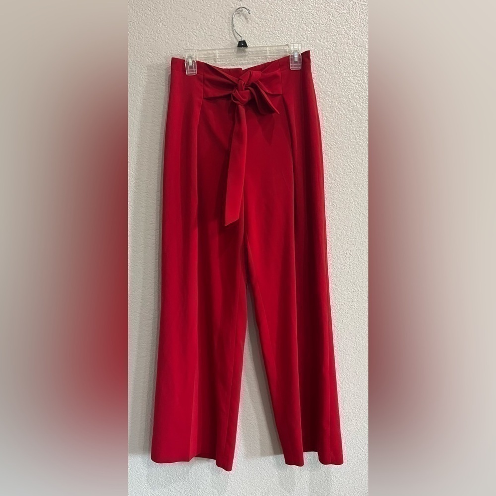 ANTONIO MELANI Red Wide Leg Tie Waist Pants